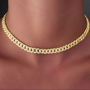 14K Gold Vermeil MICROPAVÉ CZ curb link choker